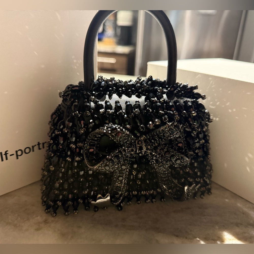 Self-Portrait Black Beaded Mini Bag